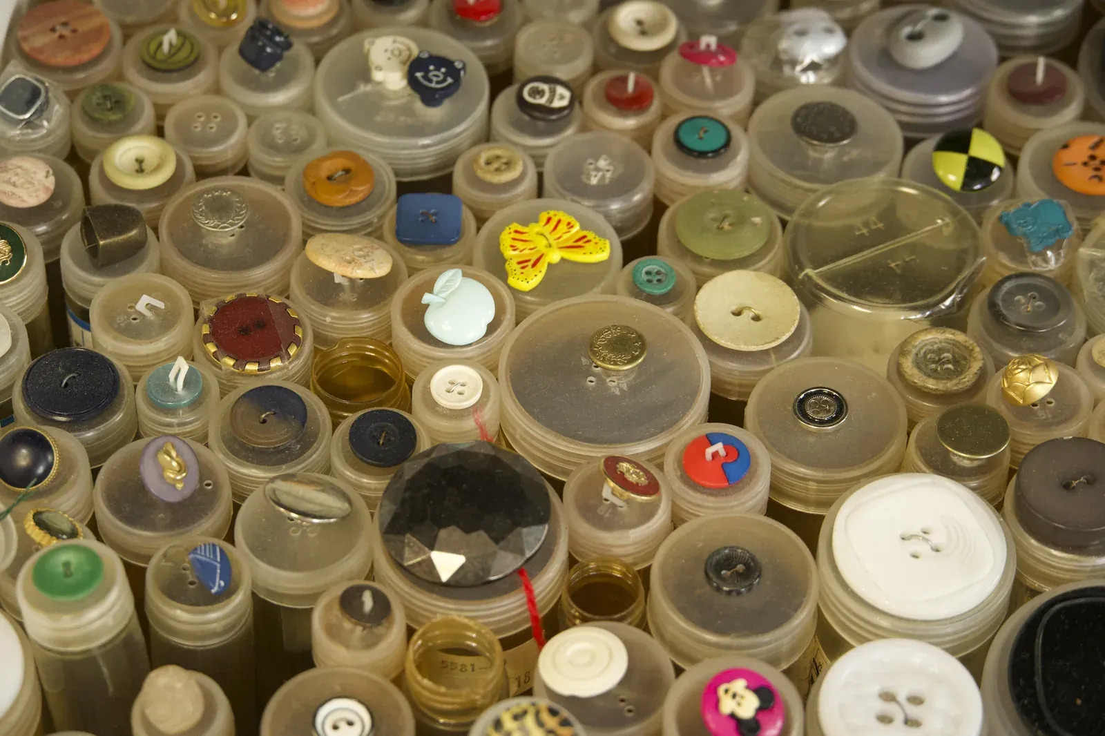 Knopencollectie in het atelier